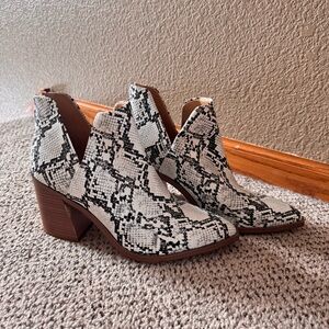 Faux Snakeskin Ankle Boots